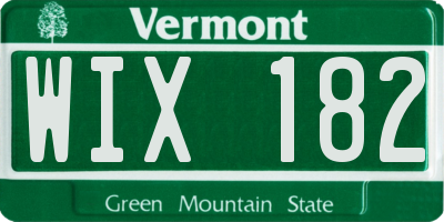 VT license plate WIX182