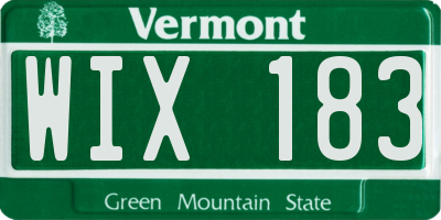 VT license plate WIX183