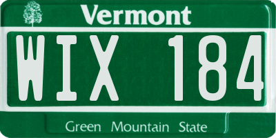VT license plate WIX184