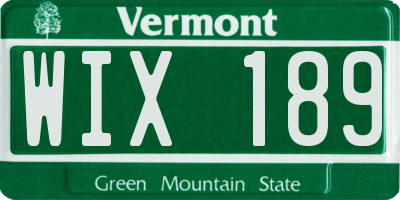 VT license plate WIX189