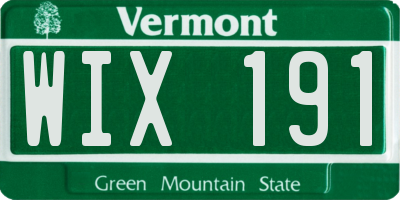 VT license plate WIX191