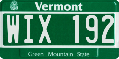 VT license plate WIX192