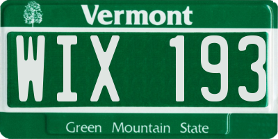 VT license plate WIX193
