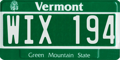 VT license plate WIX194
