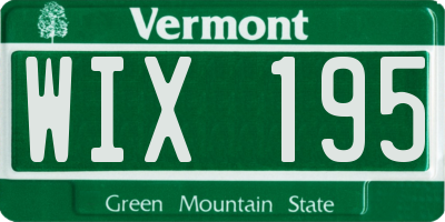 VT license plate WIX195