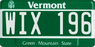 VT license plate WIX196