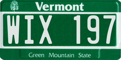 VT license plate WIX197