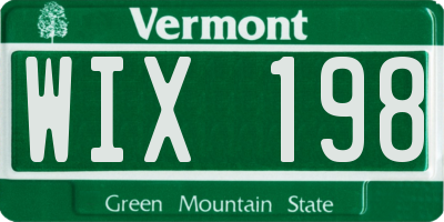 VT license plate WIX198