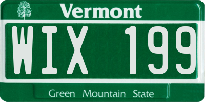 VT license plate WIX199