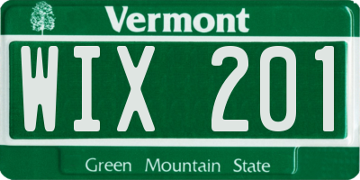 VT license plate WIX201