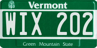 VT license plate WIX202