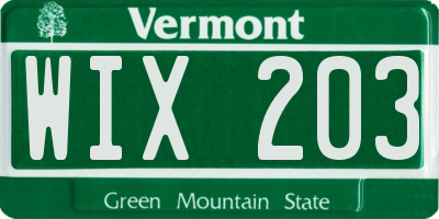 VT license plate WIX203