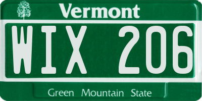 VT license plate WIX206