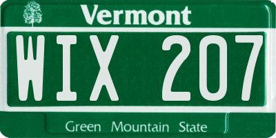 VT license plate WIX207