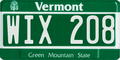 VT license plate WIX208