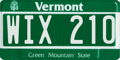 VT license plate WIX210