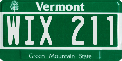VT license plate WIX211