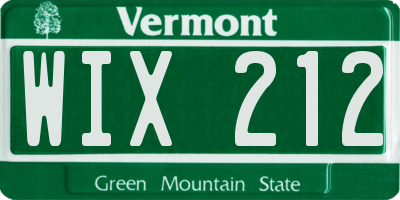 VT license plate WIX212