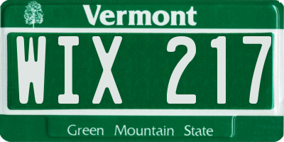 VT license plate WIX217