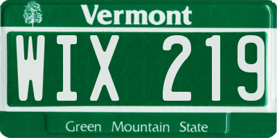 VT license plate WIX219