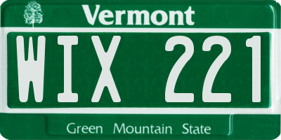 VT license plate WIX221