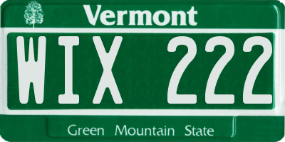 VT license plate WIX222