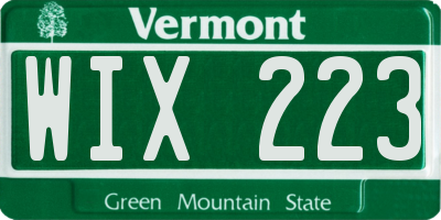 VT license plate WIX223