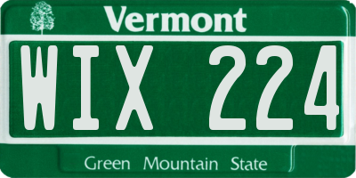 VT license plate WIX224