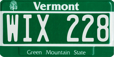 VT license plate WIX228