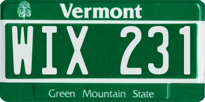 VT license plate WIX231