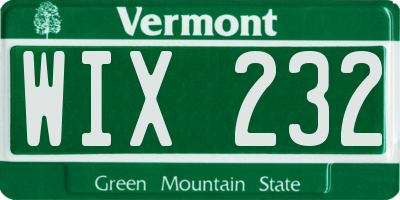 VT license plate WIX232