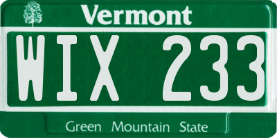 VT license plate WIX233