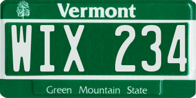 VT license plate WIX234
