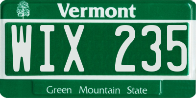 VT license plate WIX235