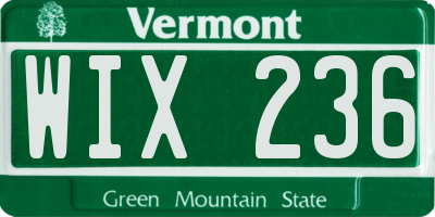 VT license plate WIX236
