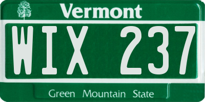 VT license plate WIX237