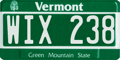 VT license plate WIX238