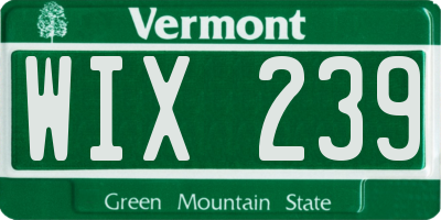 VT license plate WIX239