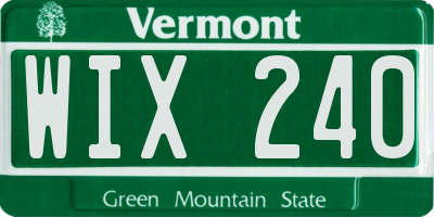 VT license plate WIX240