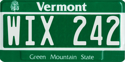 VT license plate WIX242