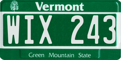 VT license plate WIX243