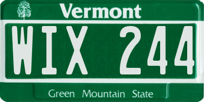 VT license plate WIX244