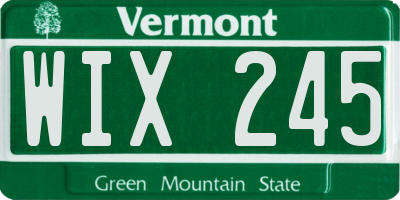 VT license plate WIX245