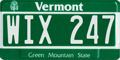 VT license plate WIX247