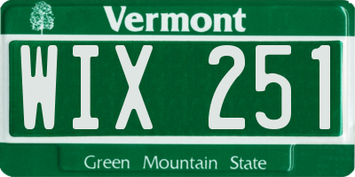 VT license plate WIX251
