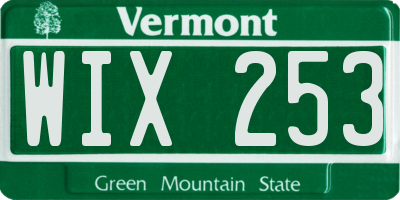 VT license plate WIX253
