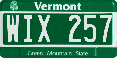 VT license plate WIX257