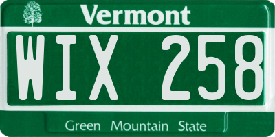 VT license plate WIX258
