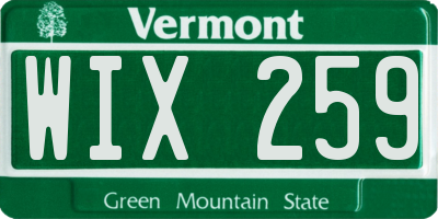 VT license plate WIX259