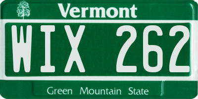 VT license plate WIX262